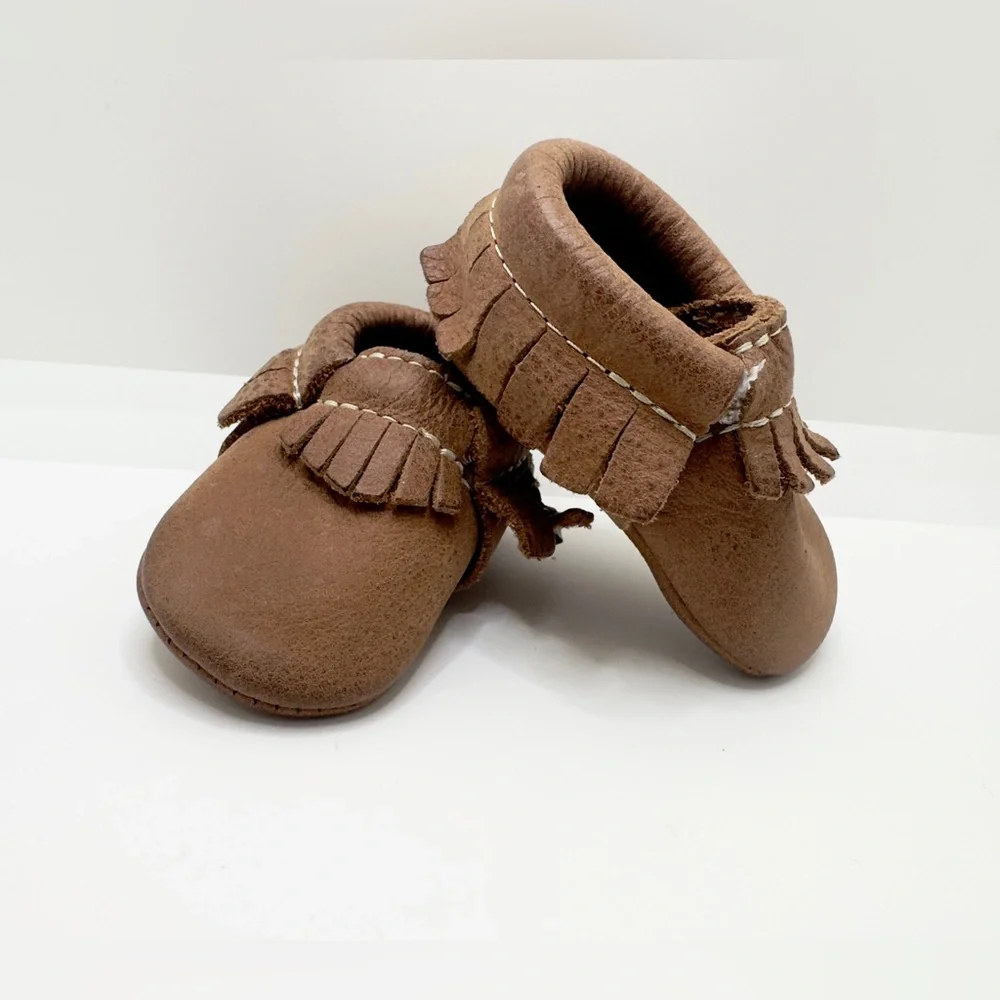 Freshly Picked Brown Moccasins Baby Fringed Soft Soles Unisex